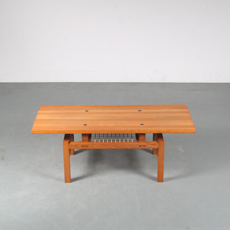 Vintage oak coffee table by De Coene, Belgium 1960