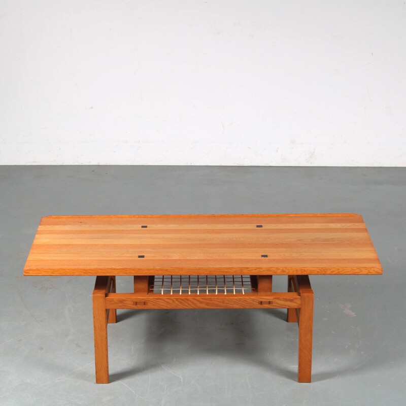 Mesa de centro vintage de roble de De Coene, Bélgica 1960