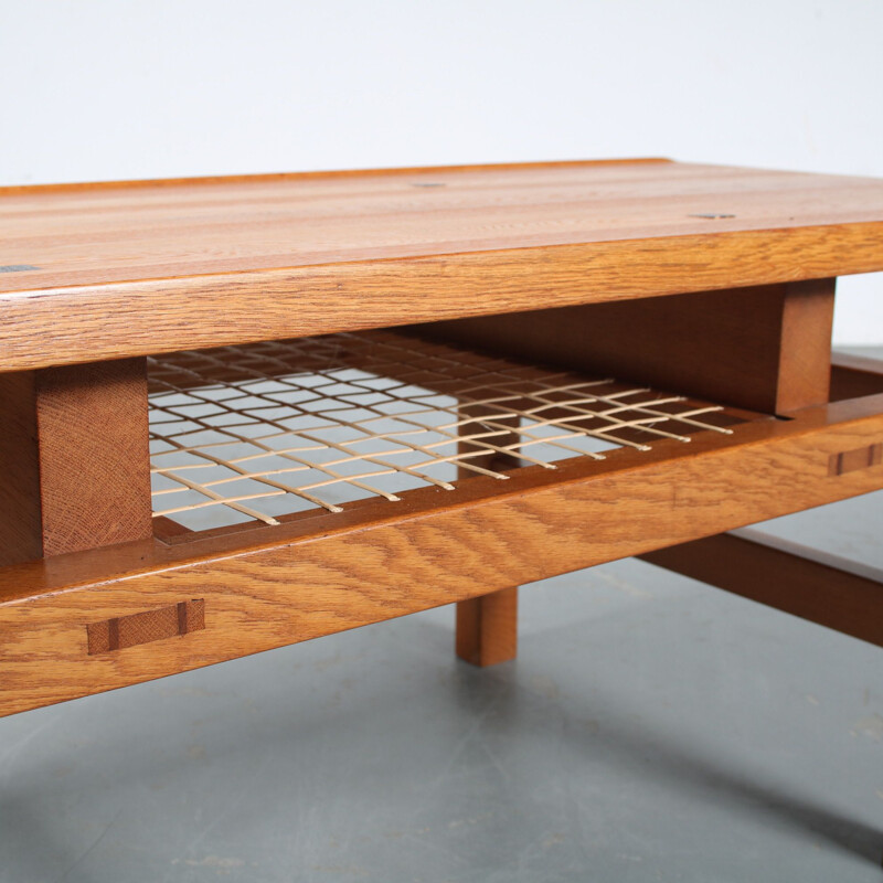 Vintage oak coffee table by De Coene, Belgium 1960