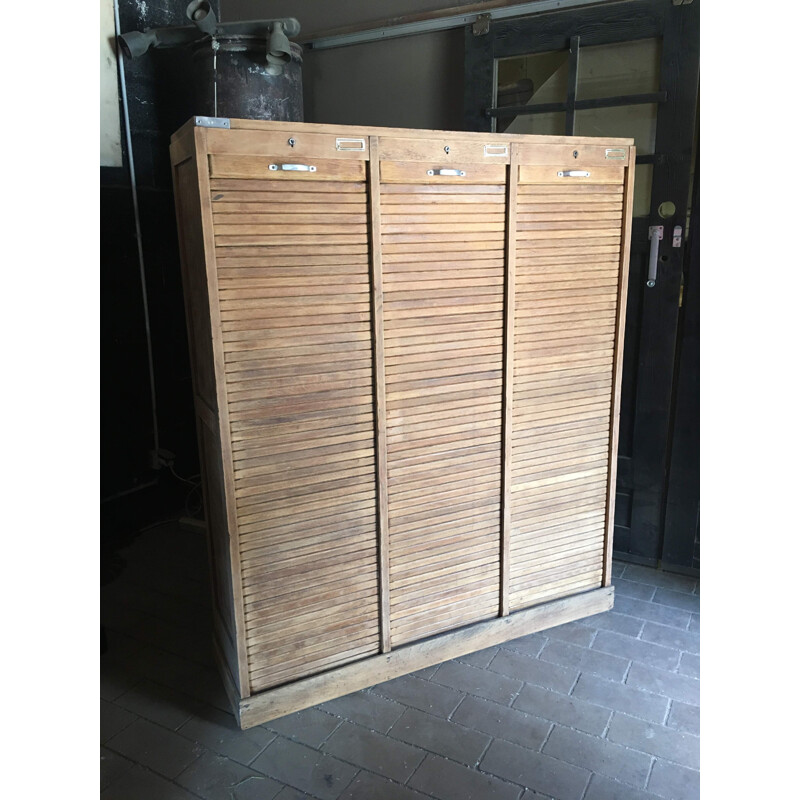 Vintage notary cabinet with 3 sliding doors, 1940