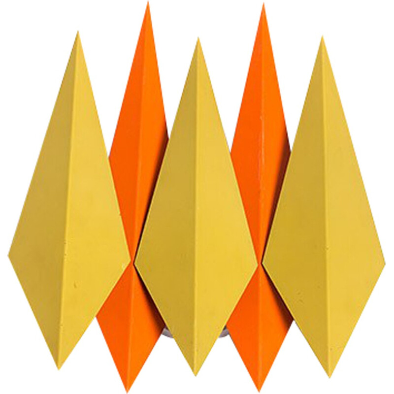 Geometric Holm Sørensen & Co wall lamp in yellow metal, Svend A. H. SØRENSEN - 1960s