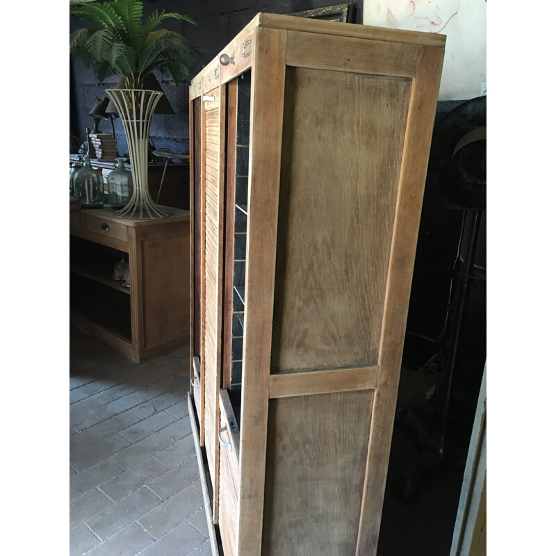 Armoire de notaire vintage à 3 volets coulissants, 1940