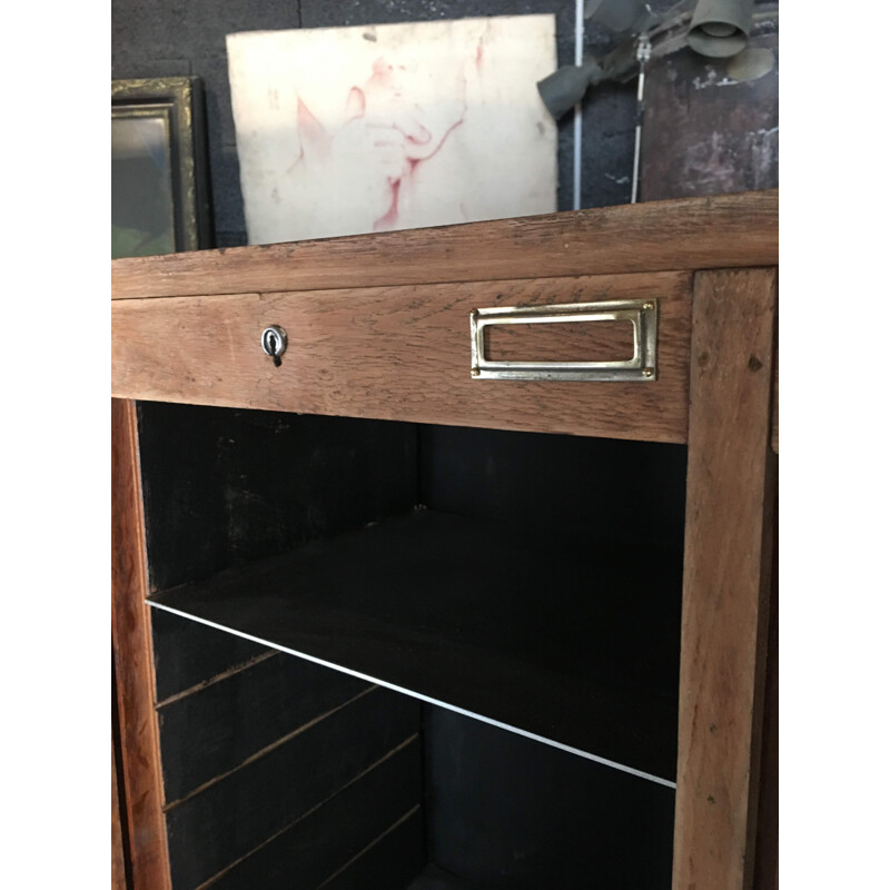 Vintage notary cabinet with 3 sliding doors, 1940