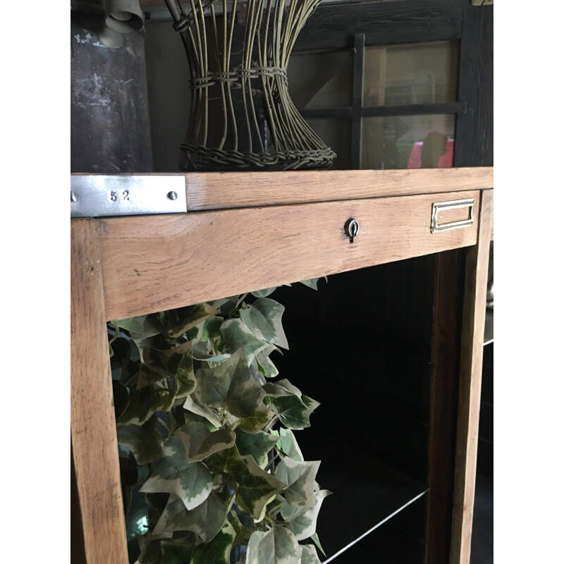 Vintage notary cabinet with 3 sliding doors, 1940