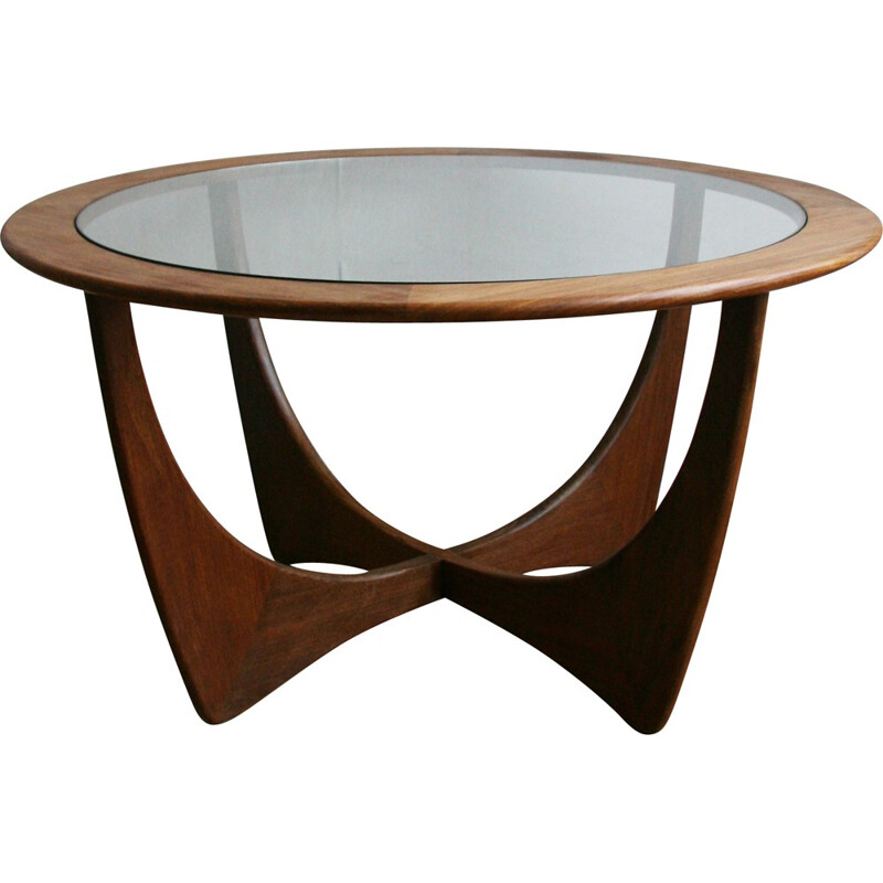 "Astro" coffee table in teka and glass, Victor WILKINS - 1960s
