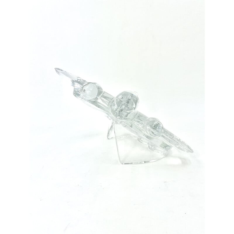 Vintage crystal plane sculpture "Vol De Nuit" by Xavier Froissart for Daum France
