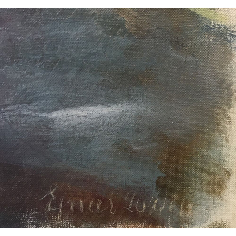 Olio d'epoca su tela di Ejnar Larsen, Danimarca 1986