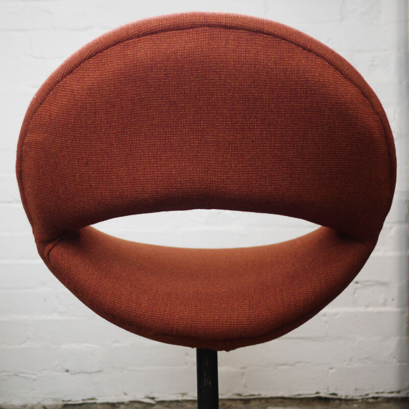 Paar vintage donker oranje stoffen fauteuils, 1960