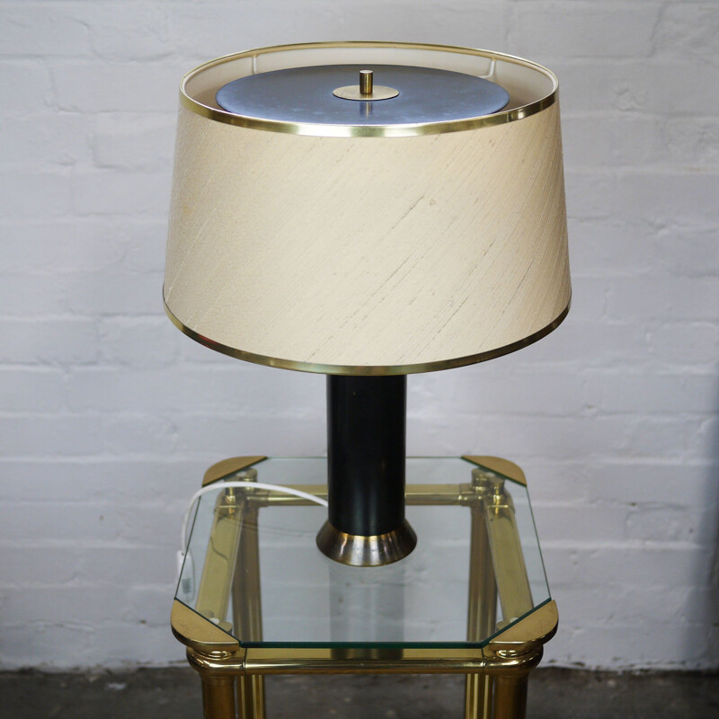 Vintage black and gold table lamp, 1950