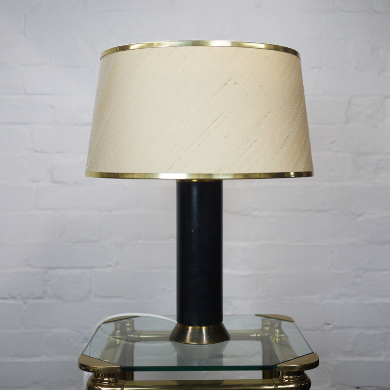 Vintage black and gold table lamp, 1950