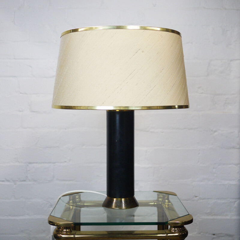 Lampada da tavolo vintage nera e oro, 1950