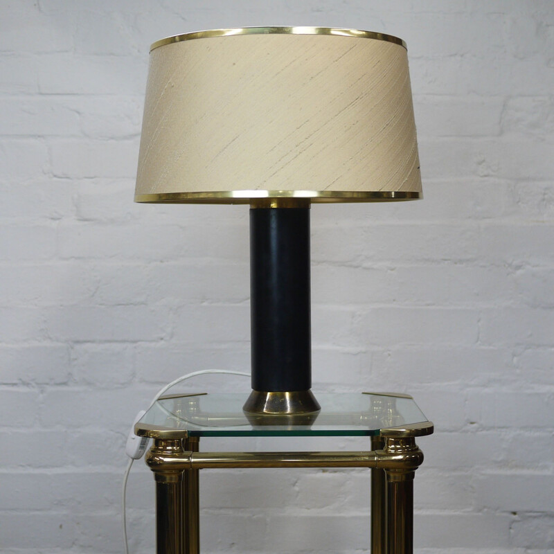 Vintage black and gold table lamp, 1950