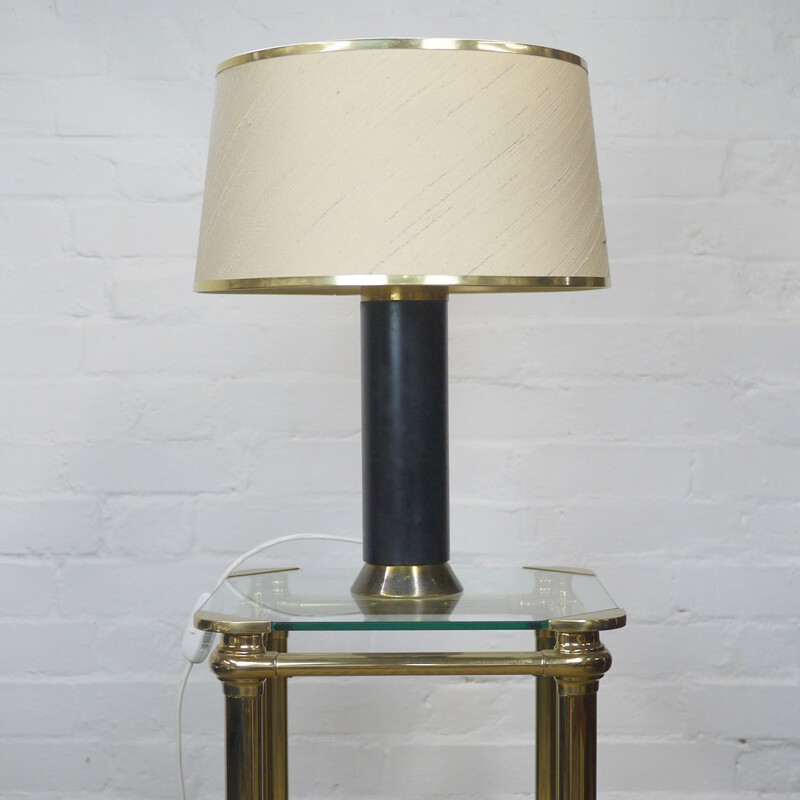 Vintage black and gold table lamp, 1950