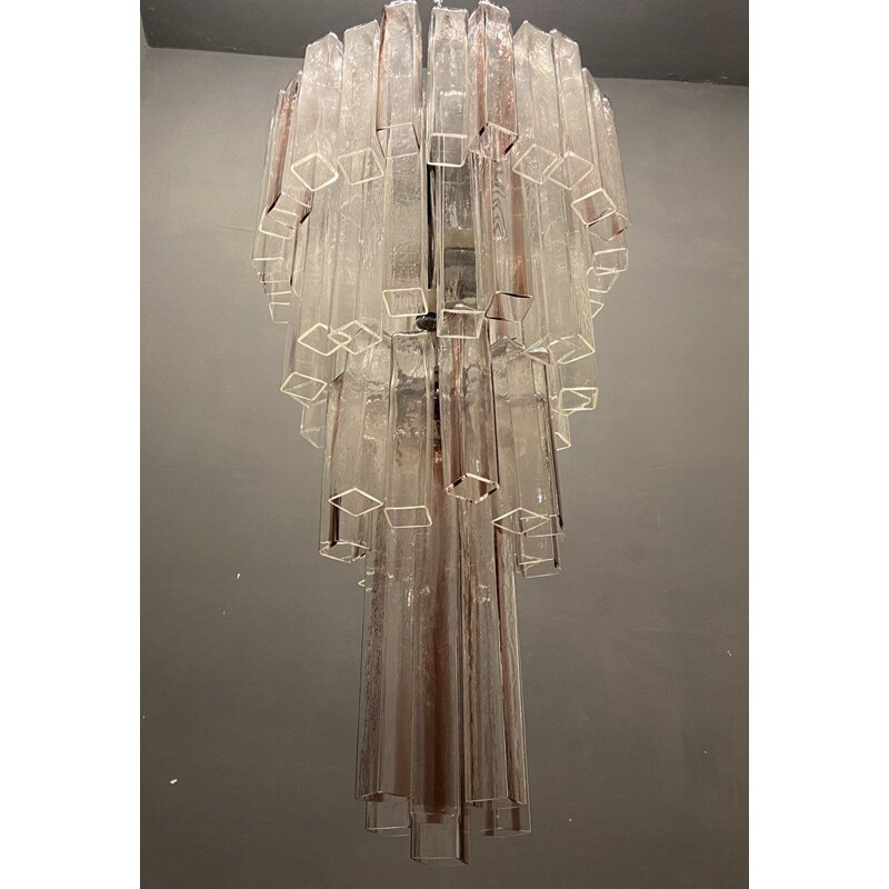 Murano glass tube vintage chandelier by Paolo Venini for VeArt