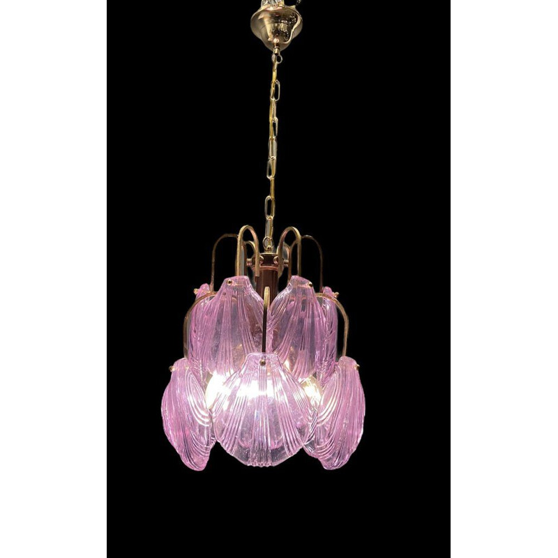 Vintage glass shell chandelier, 1970s
