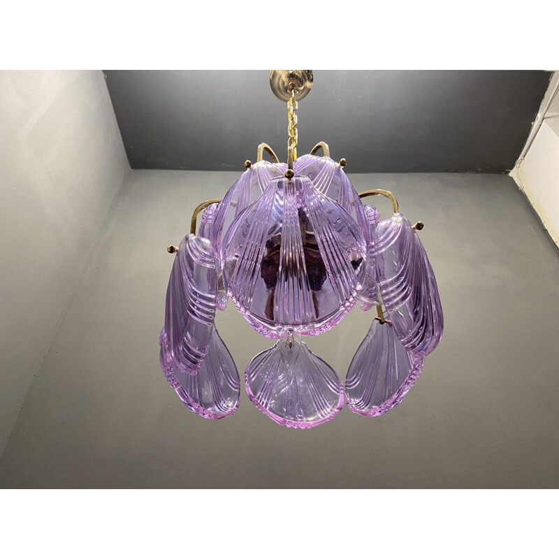 Vintage glass shell chandelier, 1970s