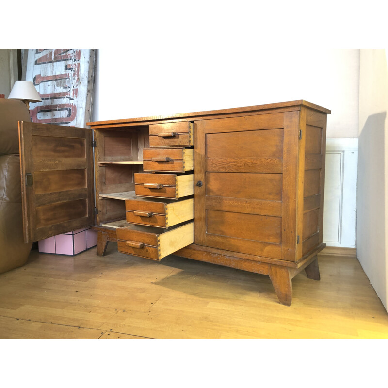 Vintage sideboard in light oak by René Gabriel