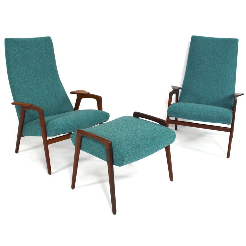 Pair of "Ruster" armchairs and one footrest, Yngve EKSTRÖM - 1960s