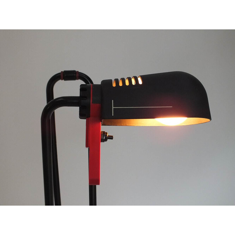 Vintage floor lamp black and red, 1980s