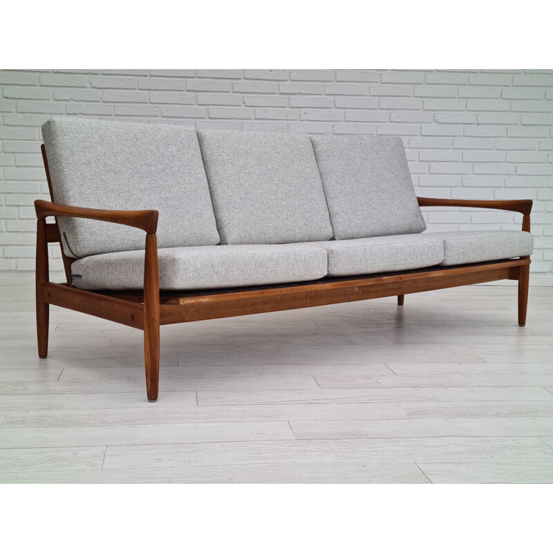 Danish vintage oakwood 3-seats sofa, 1960s