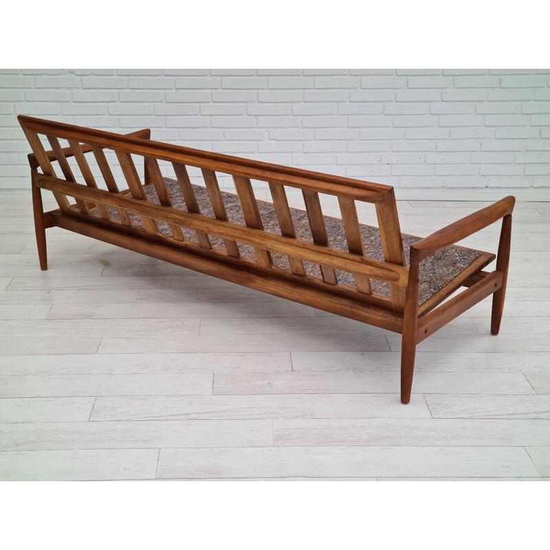 Danish vintage oakwood 3-seats sofa, 1960s