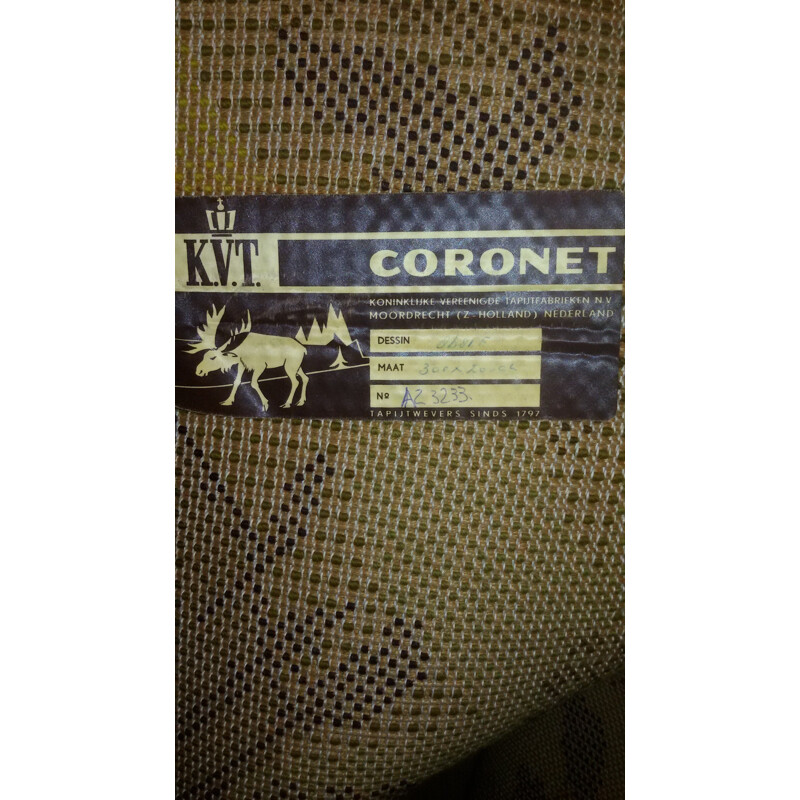 Très grand tapis Coronet en laine - 1960