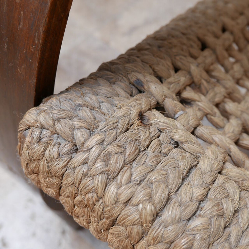 Rope mid-century bentwood armchair by Audoux-Minet, France 1960s