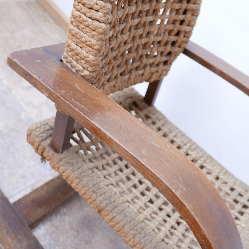 Rope mid-century bentwood armchair by Audoux-Minet, France 1960s