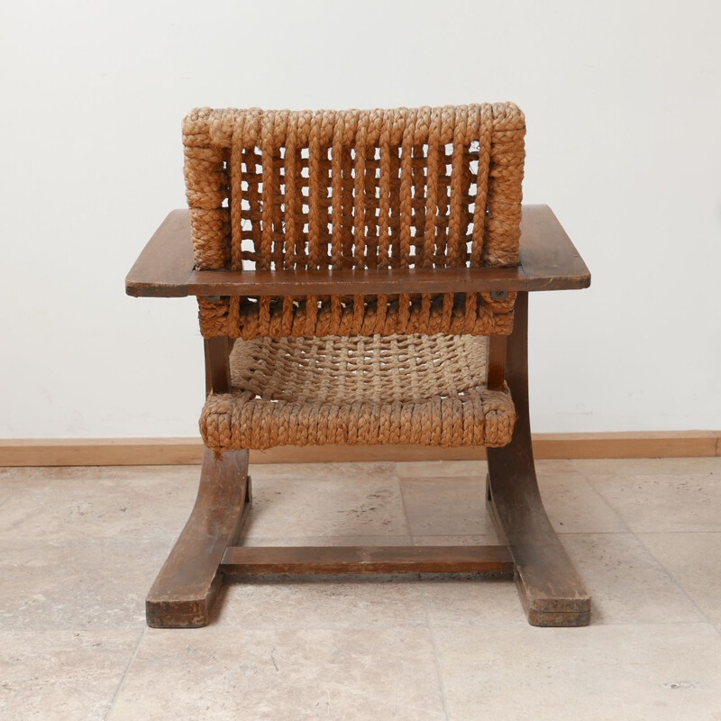Rope mid-century bentwood armchair by Audoux-Minet, France 1960s