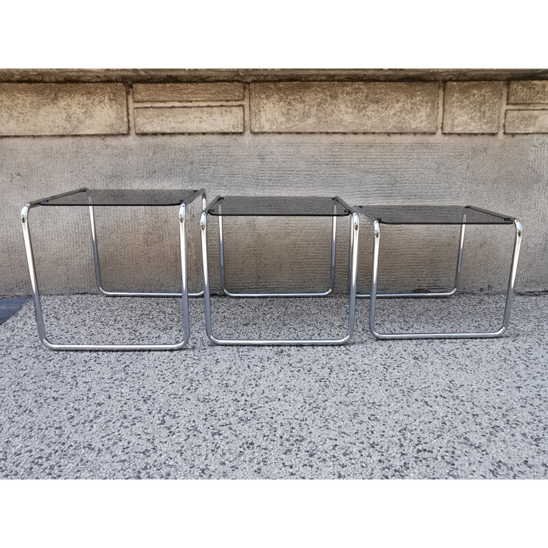 Vintage chrome and glass nesting tables, 1980