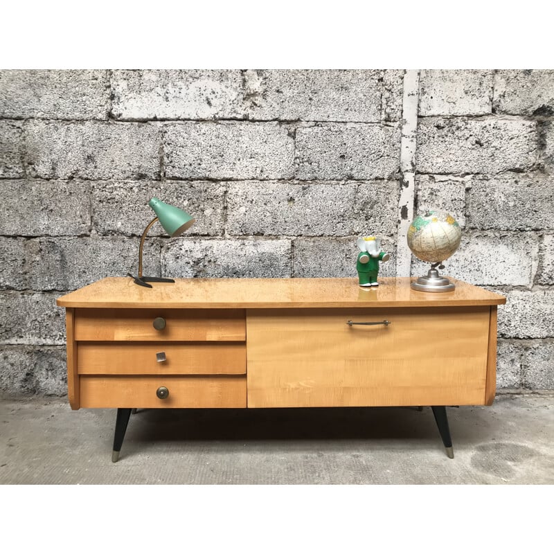 Vintage Scandinavian sideboard with compass legs, 1950