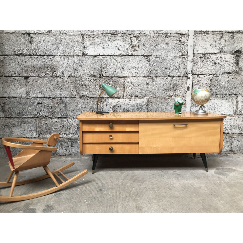 Vintage Scandinavian sideboard with compass legs, 1950