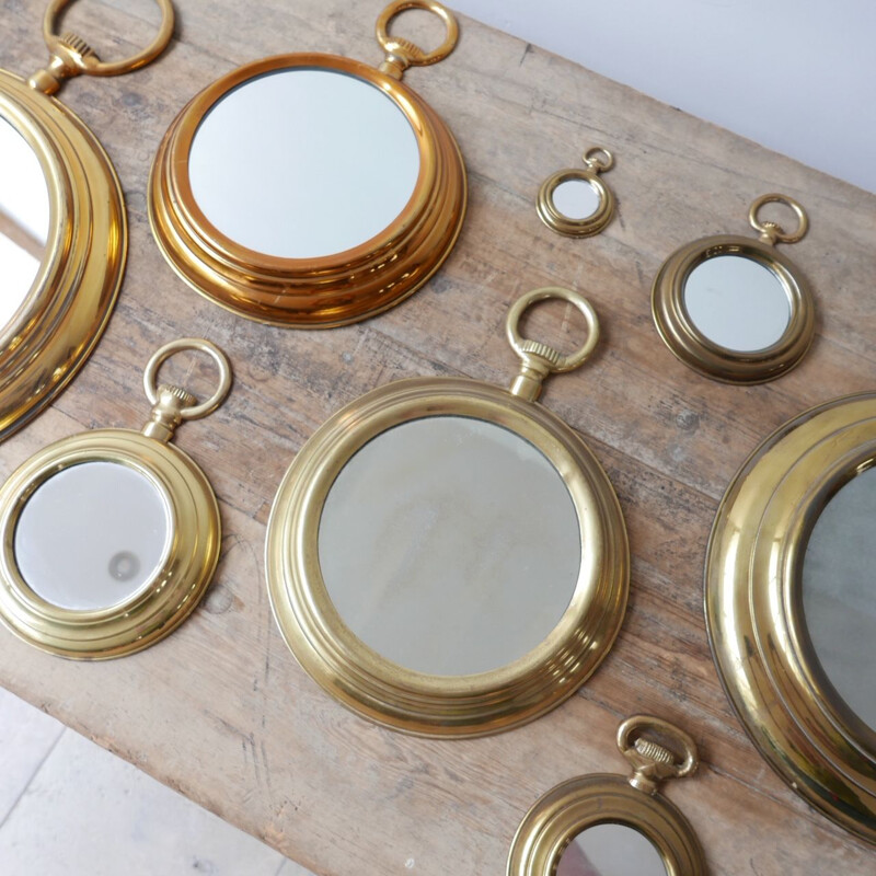 Ensemble de 8 miroirs chronomètres vintage, Italie 1970