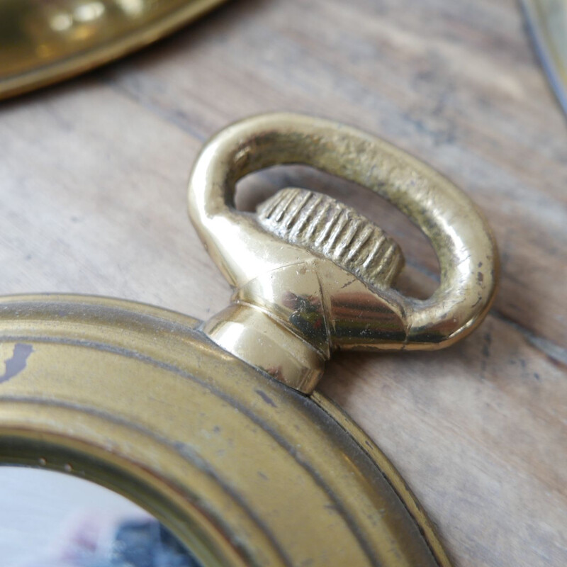 Set of 8 mid-century stop watch mirrors, Italy 1970s