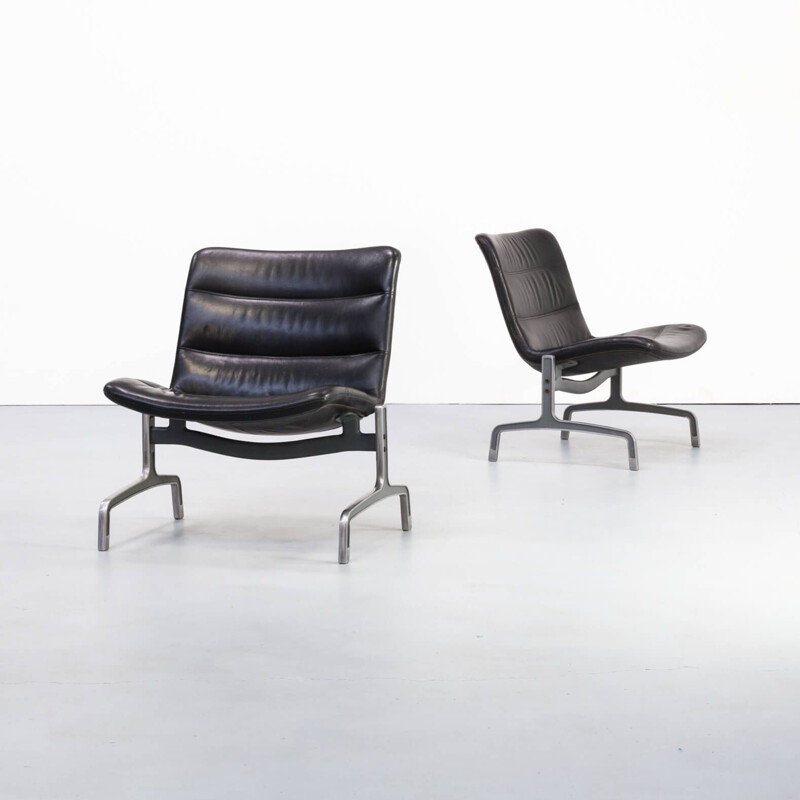 Pair of vintage serie 8000 armchairs by Jørgen Kastholm for Kusch & Co, 1970s