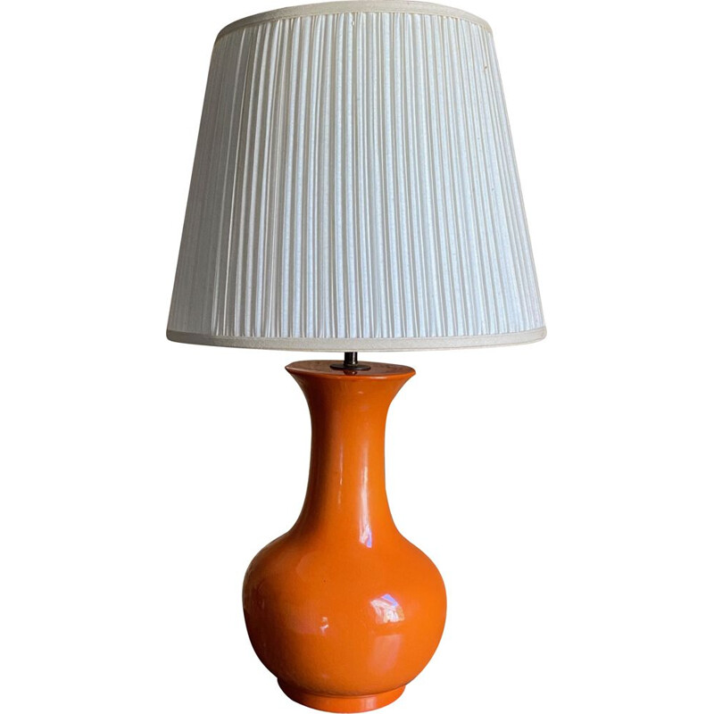 Vintage orange ceramic lamp, 1960-1970