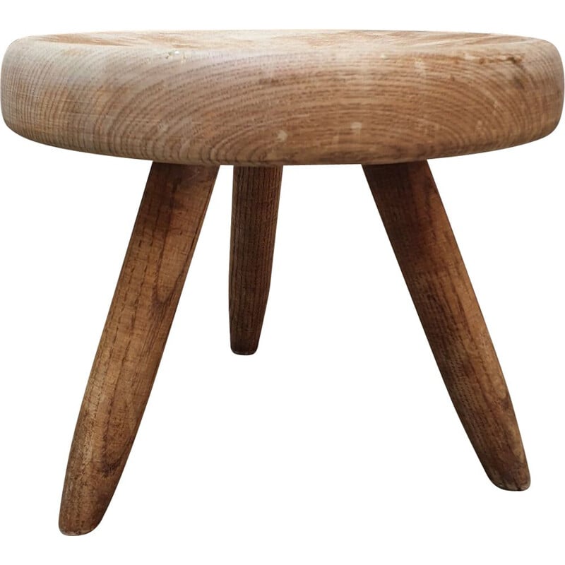 Vintage Berger stool in ashwood by Charlotte Perriand, 1959