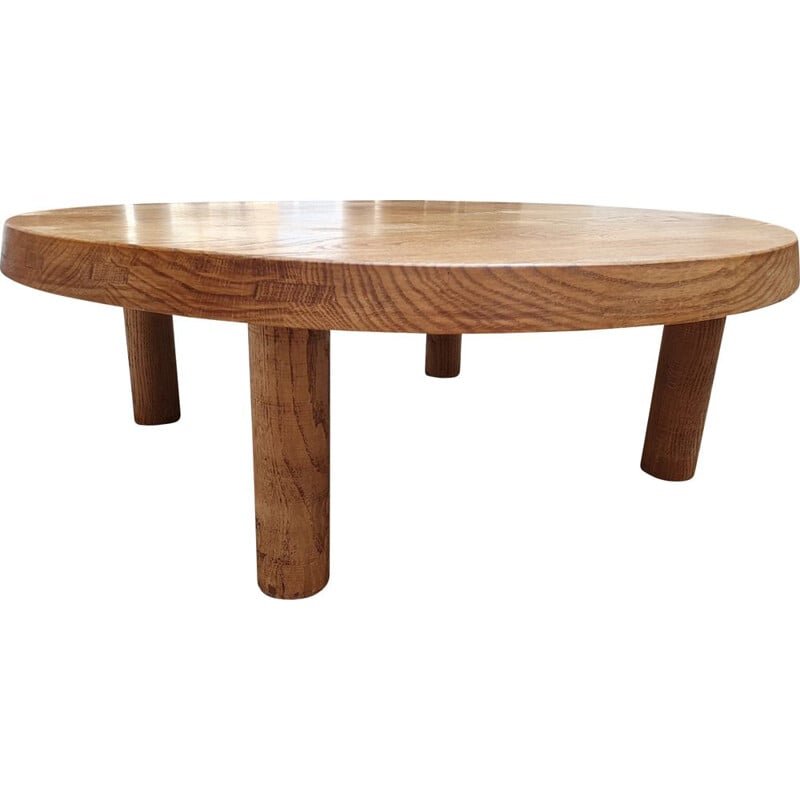 Vintage T02M coffee table in solid elmwood by Pierre Chapo, 1970