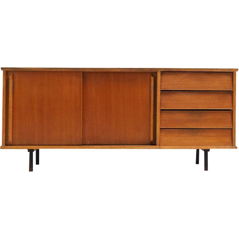 Vintage French sideboard in oakwood and formica, 1950s