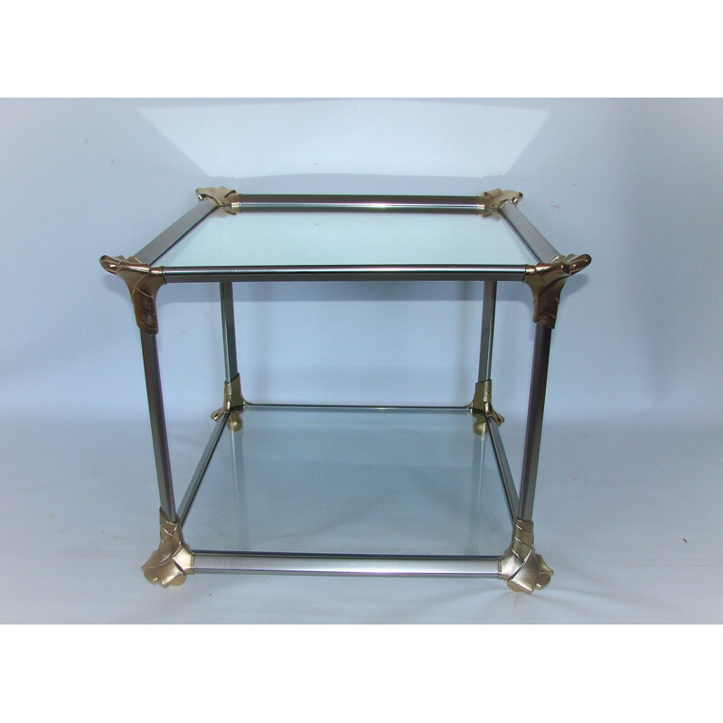 Vintage aluminum and glass coffee table, 1970
