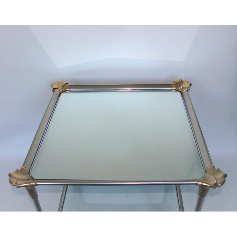 Vintage aluminum and glass coffee table, 1970