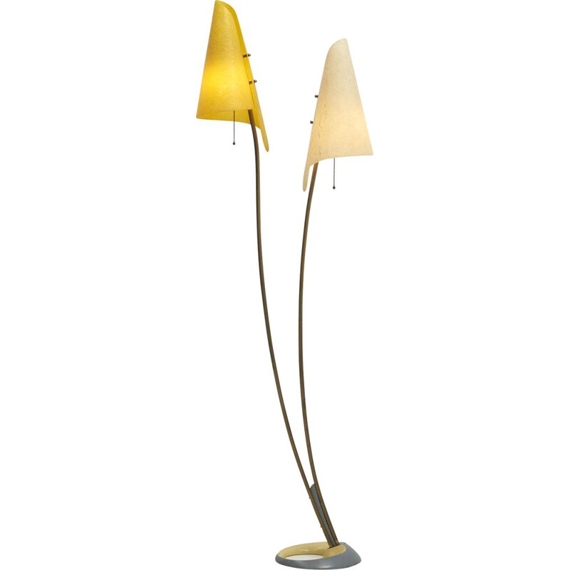 Mid century floor lamp with 2 lampshades, 1950s