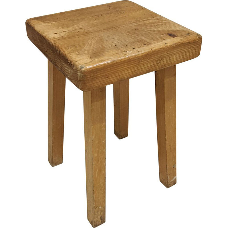 Vintage stool in pine wood for Les Arcs 1800, 1960