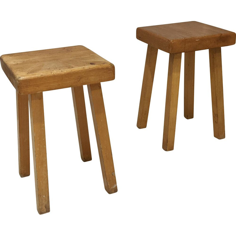 Pair of vintage stools for Les Arcs 1800, 1960