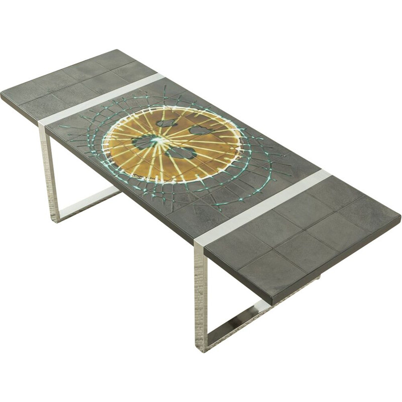 Vintage dark grey coffee table by Juliette Belarti, Belgium 1960