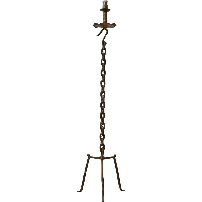 Vintage floor lamp with iron links, Brutalist, France 1970