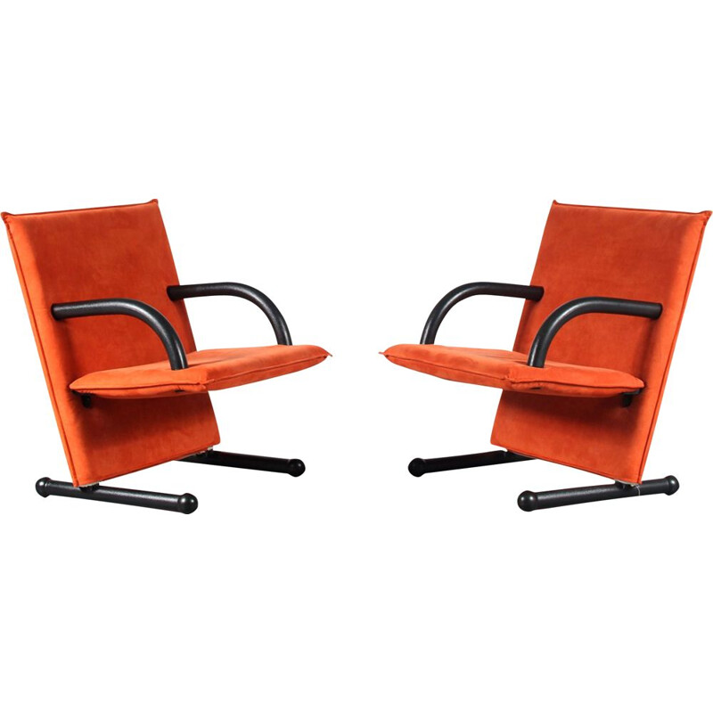 Pair of vintage T-Line armchairs by Burkhard Vogtherr for Arflex, Italy 1980