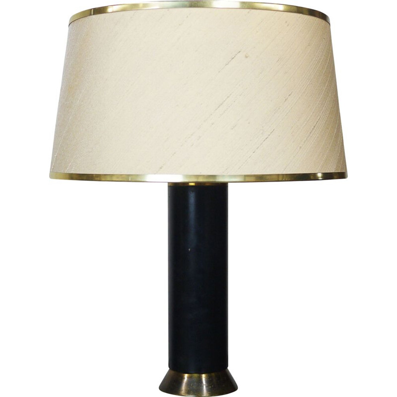 Vintage black and gold table lamp, 1950