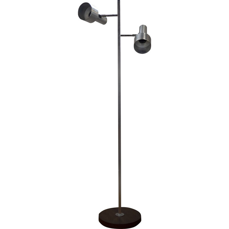 Vintage floor lamp with two adjustable shades in chrome, 1980