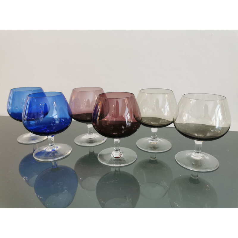 Vintage digestif set in multicoloured glass, 1960